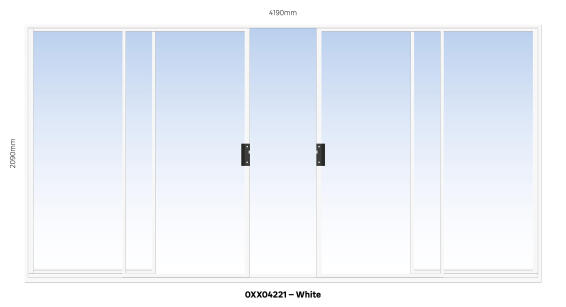 ALUMINIUM SLIDING DOOR WHITE 2 PANE SLIDING W4200MM x H2100MM