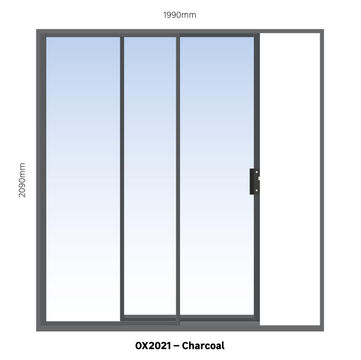 Aluminium sliding door charcoal 1 panel sliding W2000MM x H2100MM