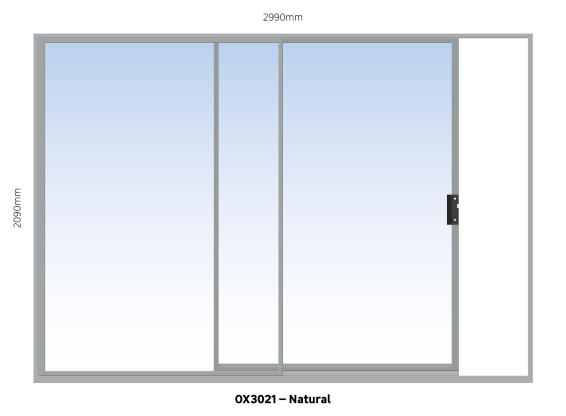 ALUMINIUM SLIDING DOOR NATURAL 1 PANE SLIDING W3000MM x H2100MM