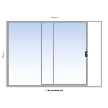 ALUMINIUM SLIDING DOOR NATURAL 1 PANE SLIDING W3000MM x H2100MM