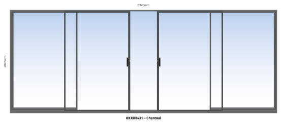 Aluminium sliding door charcoal 2 panel sliding W5400MM x H2100MM