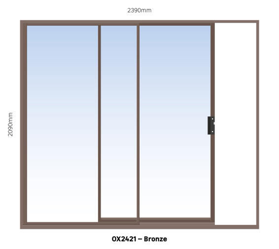 Abcus Sliding Door Aluminium Bronze W2400mm x H2100mm 