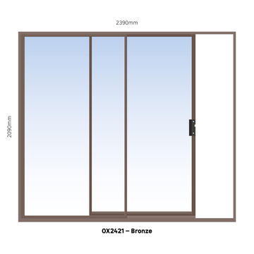 Abcus Sliding Door Aluminium Bronze W2400mm x H2100mm 