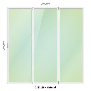 Folding Door Aluminium 3 Panel Natural-Left Hand Opening-Open out-w2090xh2090mm
