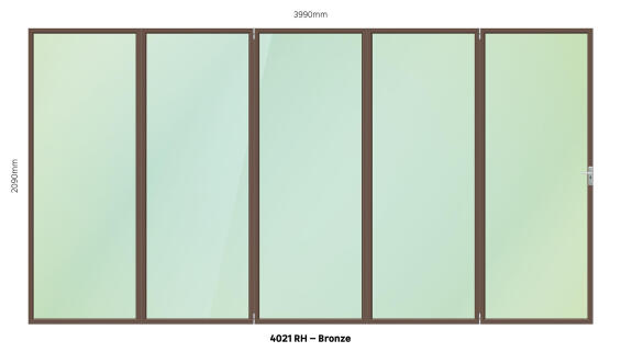 Aluminium folding door bronze 5 panel right hand opening W4000MM x H2100MM