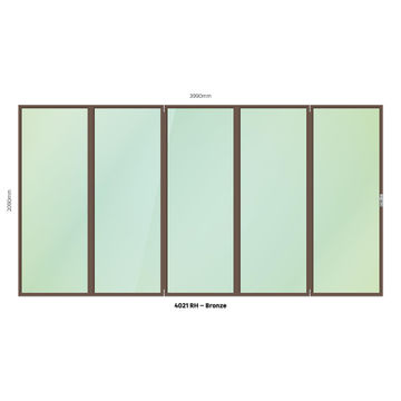 Aluminium folding door bronze 5 panel right hand opening W4000MM x H2100MM