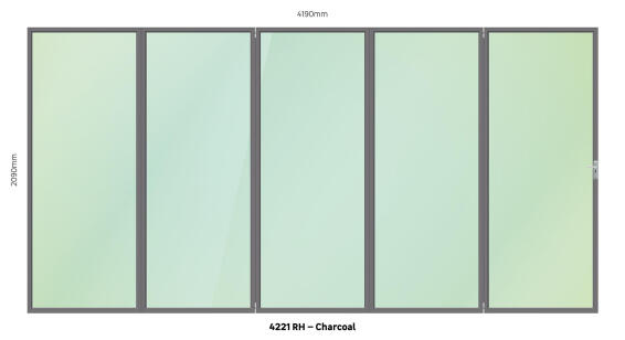 Aluminium folding door charcoal 5 panel right hand opening W4200MM x H2100MM