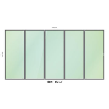 Aluminium folding door charcoal 5 panel right hand opening W4200MM x H2100MM
