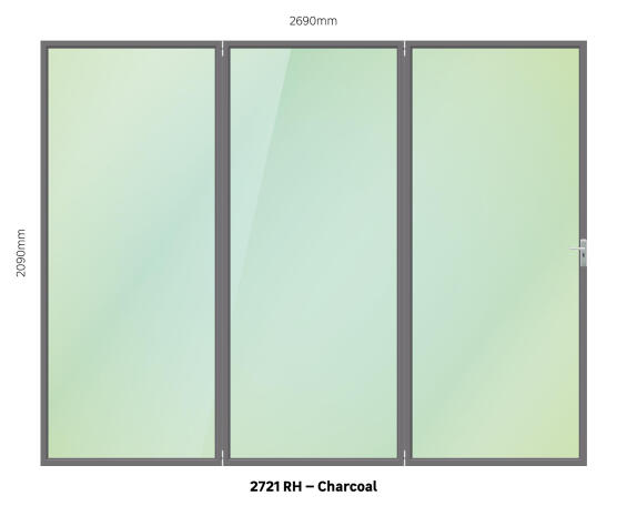 Aluminium folding door charcoal 3 panel right hand opening W2700MM x H2100MM
