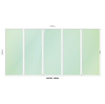 Aluminium folding door white 5 panel right hand opening W4200MM x H2100MM