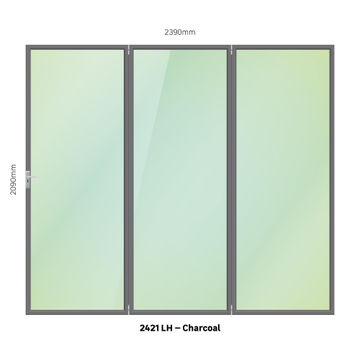 Aluminium folding door charcoal 3 panel left hand opening W2400MM x H2100MM
