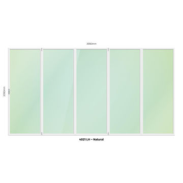 Aluminium folding door natural 5 panel left hand opening W4000MM x H2100MM