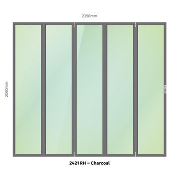 Aluminium folding door charcoal 5 panel right hand opening W2400MM x H2100MM