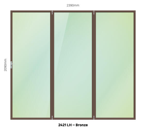 Aluminium folding door bronze 3 panel left hand opening W2400MM x H2100MM