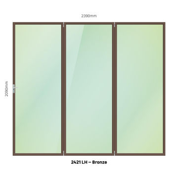 Aluminium folding door bronze 3 panel left hand opening W2400MM x H2100MM
