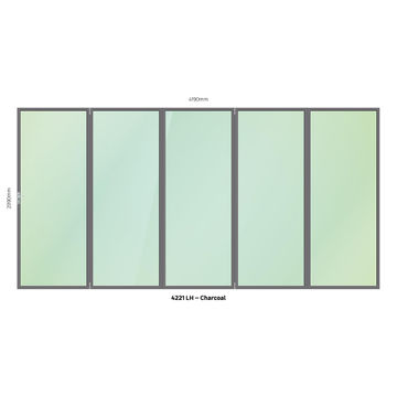 Aluminium folding door charcoal 5 panel left hand opening W4200MM x H2100MM
