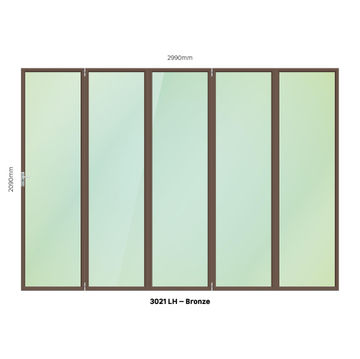 Aluminium folding door bronze 5 panel left hand opening W3000MM x H2100MM