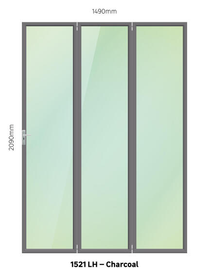 Aluminium folding door charcoal 3 panel left hand opening W1500MM x H2100MM