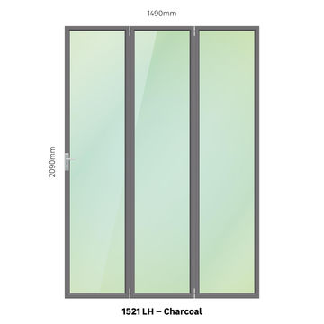 Aluminium folding door charcoal 3 panel left hand opening W1500MM x H2100MM