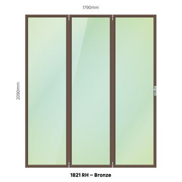 Aluminium folding door bronze 3 panel right hand opening W1800MM x H2100MM