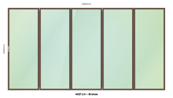 Aluminium folding door bronze 5 panel left hand opening W4000MM x H2100MM