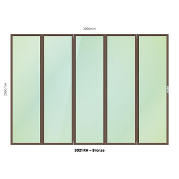 Aluminium folding door bronze 5 panel right hand opening W3000MM x H2100MM