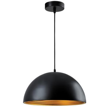 Bright star pendant dome ribbed refecltor black and gold 1xe27