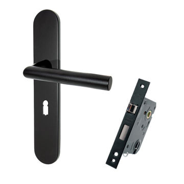 Door handle on plate qs oulu 3 lever black