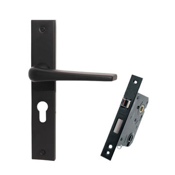 Door handle on plate qs krone 3 lever black