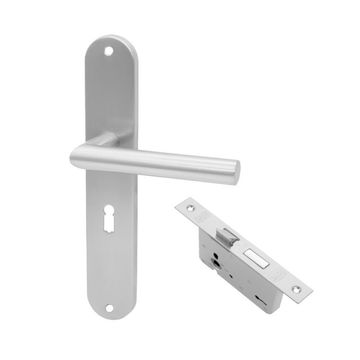 Door handle on plate qs oulu 3 lever stainless steel
