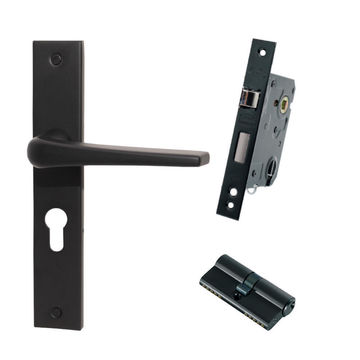 Handle on plate qs krone cyl lockset blk