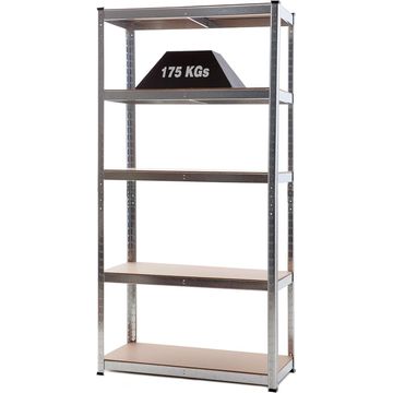 5Tier Galvanized Storage Shelf Steel 180X90X30cm
