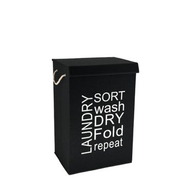 Foldable laundry basket sort black w40cmxh60cm