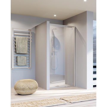 Shower front acess inline pivot glass OVVIO door panel clear 800to102x185cm