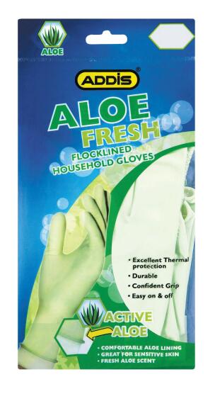 Flocklined household gloves ADDIS Aloe fresh medium