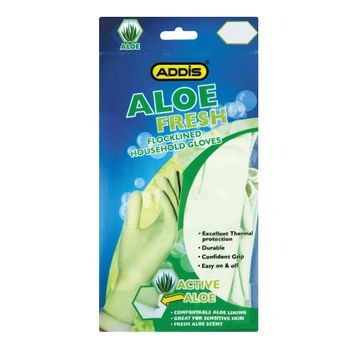 Flocklined household gloves ADDIS Aloe fresh medium