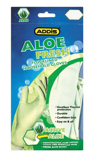 Flocklined household gloves ADDIS aloe fresh large