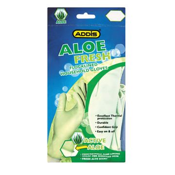 Flocklined household gloves ADDIS aloe fresh large