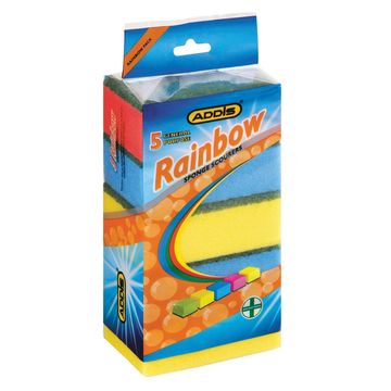 Sponge scourers ADDIS rainbow 5 pack