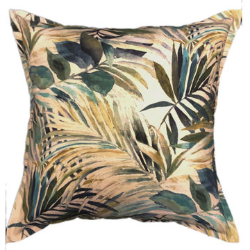 CUSHION TEAL LEAVES 60X60