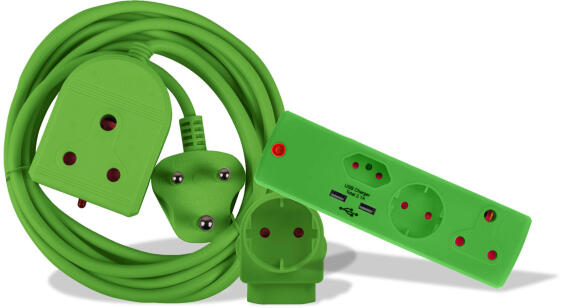 EXT COMBO 3M LEAD+USB ADAPTOR+SCHUKO GRE