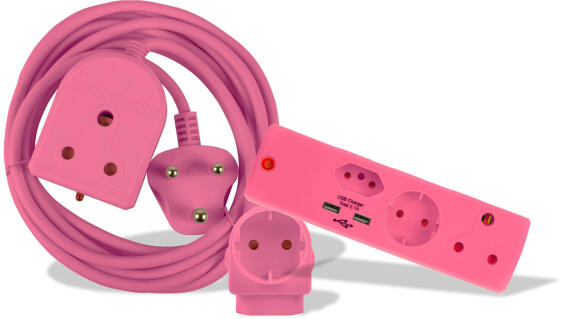 EXT COMBO 1X3M LEAD+USB ADAP+SHUCKO PINK