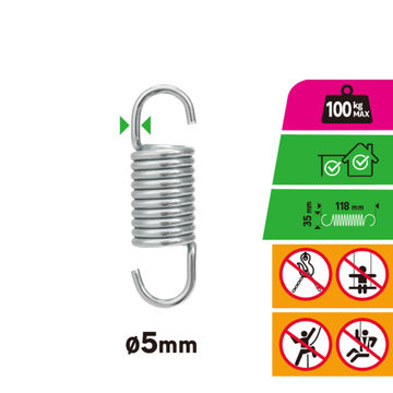 Tension springs zinc plated d35mm 5x118mm 100kg