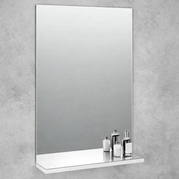 L-Shaped Bathroom Mirror with Shelf White W40cmxD12cmxH60cm