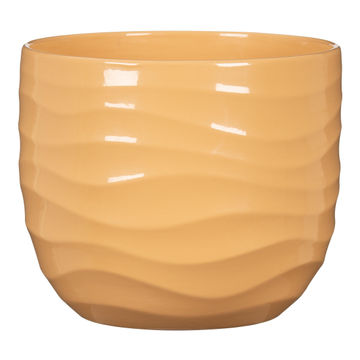 Ceramic yellow beach pot 18cm
