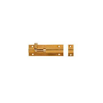 Barrel bolt straight polished brass 75mm mackie