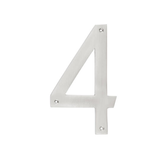Number 4 brushed aluminium satin sign mackie 200mm