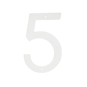 Number 5 plastic sign white mackie 200mm