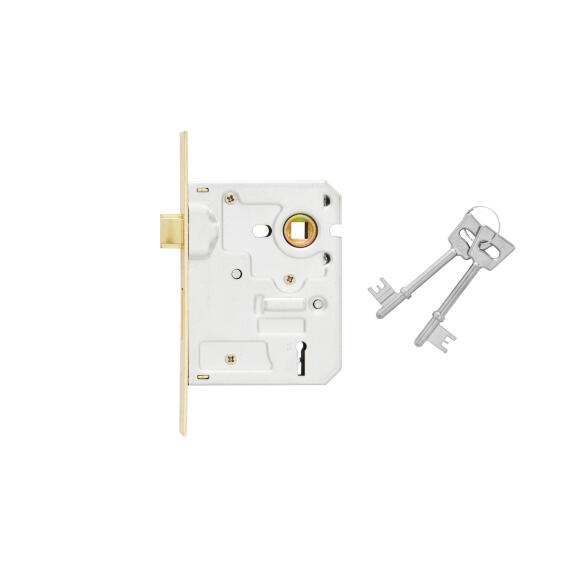 Mortice lock body premium brass plated 4-lever mackie