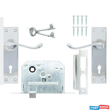 Lockset with handles key entry cast zinc chrome plated 2 lever fort knox